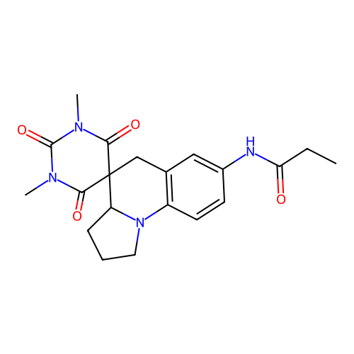 N-(1,3-dimethyl-2,4,6-trioxo-1,1',2',3,3',3a',4,6-octahydro-2H,5'H-spiro[pyrimidine-5,4'-pyrrolo[1,2-a]quinolin]-7'-yl)propanamide structure