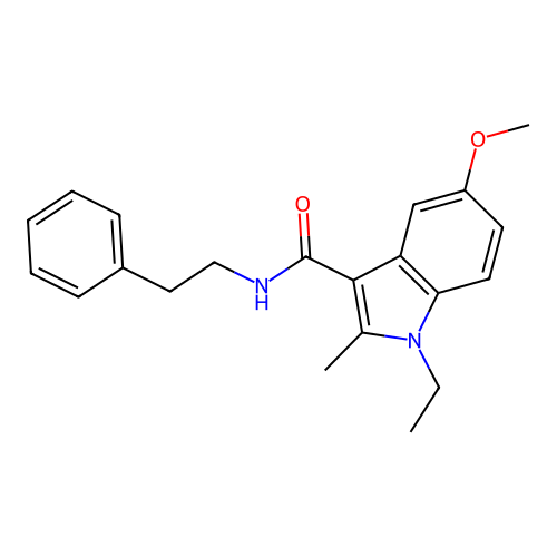 1-ethyl-5-methoxy-2-methyl-N-(2-phenylethyl)-1H-indole-3-carboxamide structure