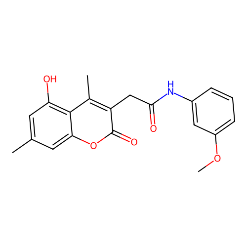 2-(5-hydroxy-4,7-dimethyl-2-oxo-2H-chromen-3-yl)-N-(3-methoxyphenyl)acetamide structure