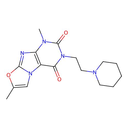 1,7-dimethyl-3-(2-(piperidin-1-yl)ethyl)oxazolo[2,3-f]purine-2,4(1H,3H)-dione structure
