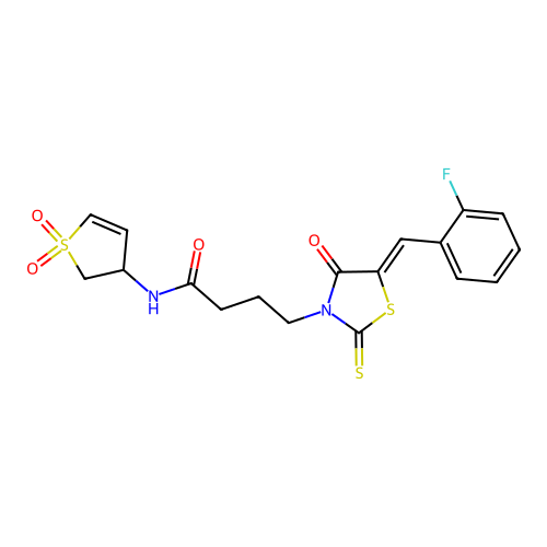 (Z)-N-(1,1-dioxido-2,3-dihydrothiophen-3-yl)-4-(5-(2-fluorobenzylidene)-4-oxo-2-thioxothiazolidin-3-yl)butanamide structure