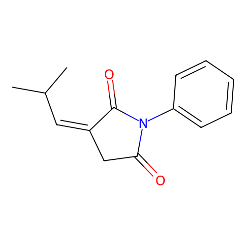 (3Z)-3-(2-methylpropylidene)-1-phenylpyrrolidine-2,5-dione structure