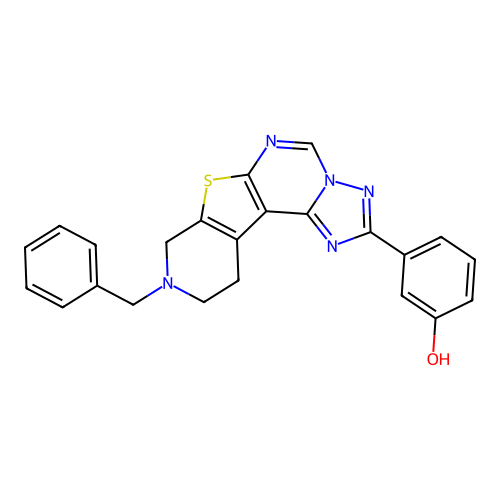 3-(9-benzyl-8,9,10,11-tetrahydropyrido[4',3':4,5]thieno[3,2-e][1,2,4]triazolo[1,5-c]pyrimidin-2-yl)phenol structure