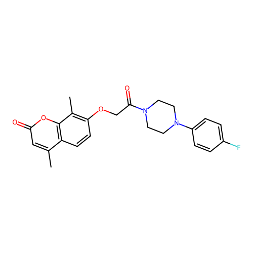 7-(2-(4-(4-fluorophenyl)piperazin-1-yl)-2-oxoethoxy)-4,8-dimethyl-2H-chromen-2-one structure
