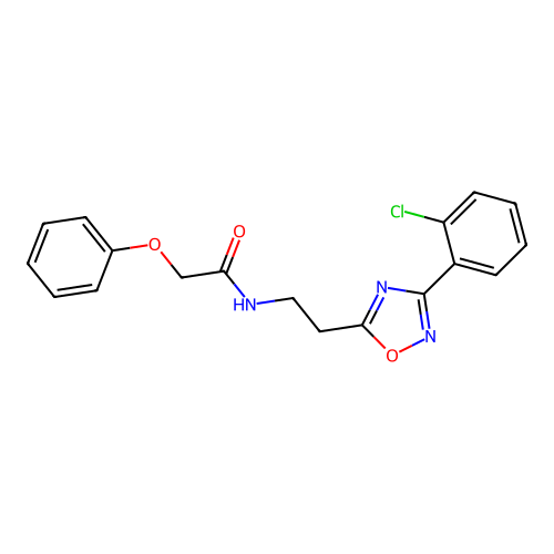 N-(2-(3-(2-chlorophenyl)-1,2,4-oxadiazol-5-yl)ethyl)-2-phenoxyacetamide structure