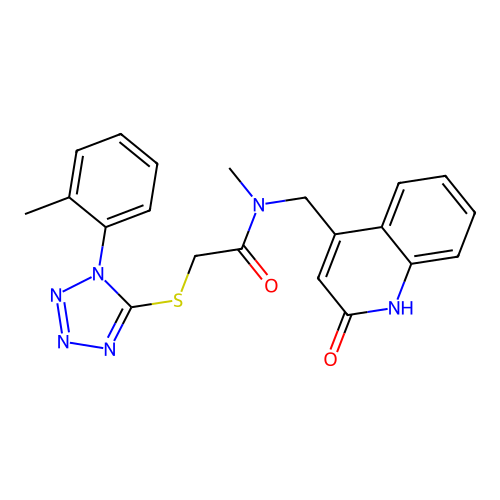 N-[(2-hydroxyquinolin-4-yl)methyl]-N-methyl-2-{[1-(2-methylphenyl)-1H-tetrazol-5-yl]sulfanyl}acetamide structure