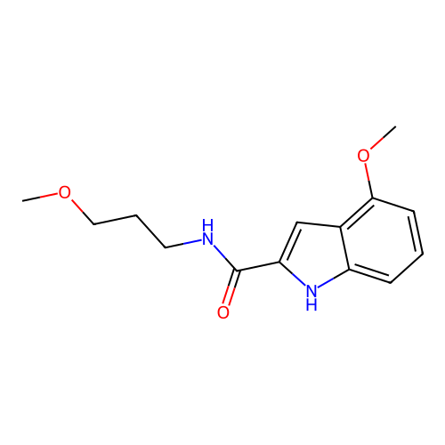 4-methoxy-N-(3-methoxypropyl)-1H-indole-2-carboxamide structure