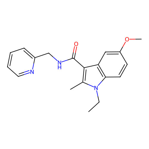 1-ethyl-5-methoxy-2-methyl-N-(pyridin-2-ylmethyl)-1H-indole-3-carboxamide structure