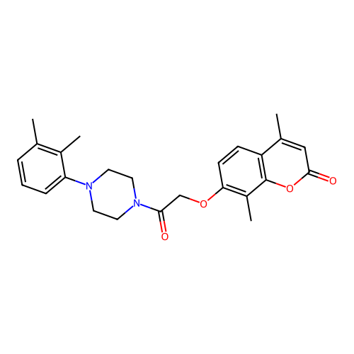 7-(2-(4-(2,3-dimethylphenyl)piperazin-1-yl)-2-oxoethoxy)-4,8-dimethyl-2H-chromen-2-one structure