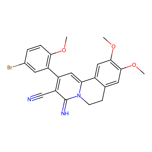 2-(5-bromo-2-methoxyphenyl)-4-imino-9,10-dimethoxy-6,7-dihydro-4H-pyrido[2,1-a]isoquinoline-3-carbonitrile structure