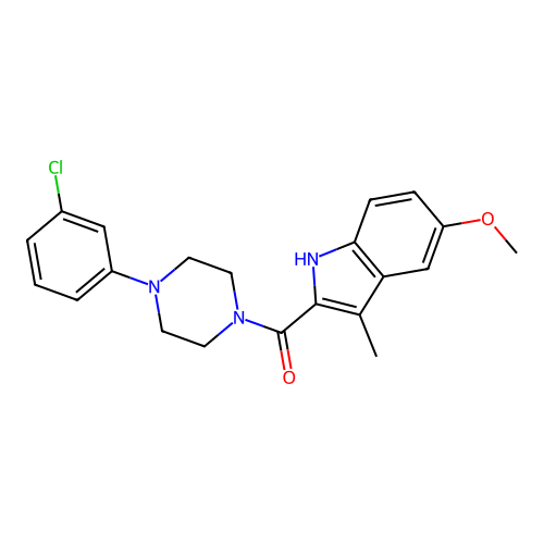 (4-(3-chlorophenyl)piperazin-1-yl)(5-methoxy-3-methyl-1H-indol-2-yl)methanone structure