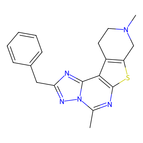 2-benzyl-5,9-dimethyl-8,9,10,11-tetrahydropyrido[4',3':4,5]thieno[3,2-e][1,2,4]triazolo[1,5-c]pyrimidine structure