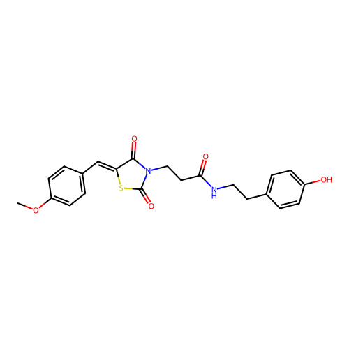 N-[2-(4-hydroxyphenyl)ethyl]-3-[(5Z)-5-(4-methoxybenzylidene)-2,4-dioxo-1,3-thiazolidin-3-yl]propanamide structure