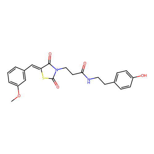N-[2-(4-hydroxyphenyl)ethyl]-3-[(5Z)-5-(3-methoxybenzylidene)-2,4-dioxo-1,3-thiazolidin-3-yl]propanamide structure