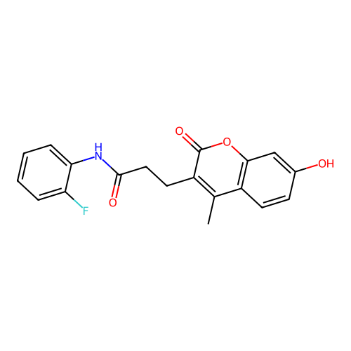 N-(2-fluorophenyl)-3-(7-hydroxy-4-methyl-2-oxo-2H-chromen-3-yl)propanamide structure