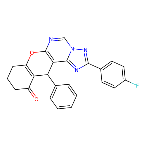 2-(4-fluorophenyl)-12-phenyl-8,9,10,12-tetrahydro-11H-chromeno[3,2-e][1,2,4]triazolo[1,5-c]pyrimidin-11-one structure