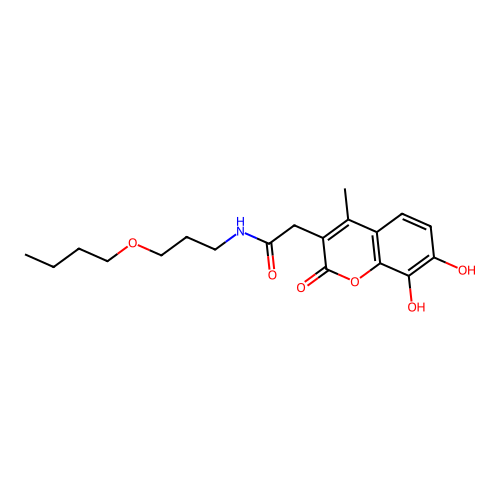 N-(3-butoxypropyl)-2-(7,8-dihydroxy-4-methyl-2-oxo-2H-chromen-3-yl)acetamide structure