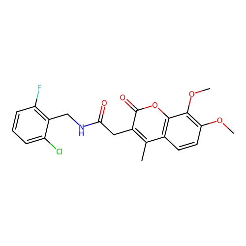 N-(2-chloro-6-fluorobenzyl)-2-(7,8-dimethoxy-4-methyl-2-oxo-2H-chromen-3-yl)acetamide structure