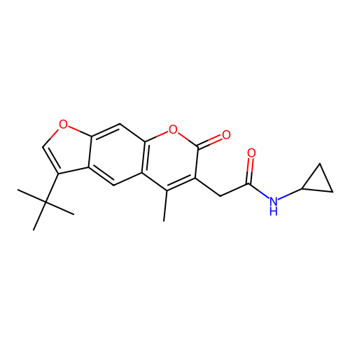2-(3-(tert-butyl)-5-methyl-7-oxo-7H-furo[3,2-g]chromen-6-yl)-N-cyclopropylacetamide structure