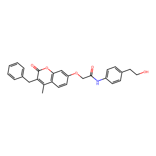 2-((3-benzyl-4-methyl-2-oxo-2H-chromen-7-yl)oxy)-N-(4-(2-hydroxyethyl)phenyl)acetamide structure