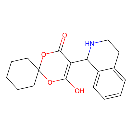 4-hydroxy-3-(1,2,3,4-tetrahydroisoquinolin-1-yl)-1,5-dioxaspiro[5.5]undec-3-en-2-one structure