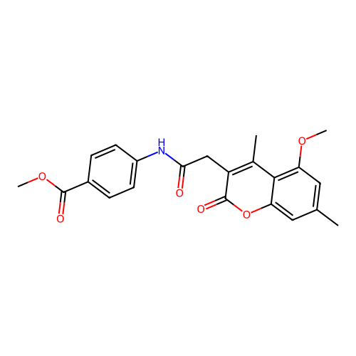 methyl 4-{[(5-methoxy-4,7-dimethyl-2-oxo-2H-chromen-3-yl)acetyl]amino}benzoate structure