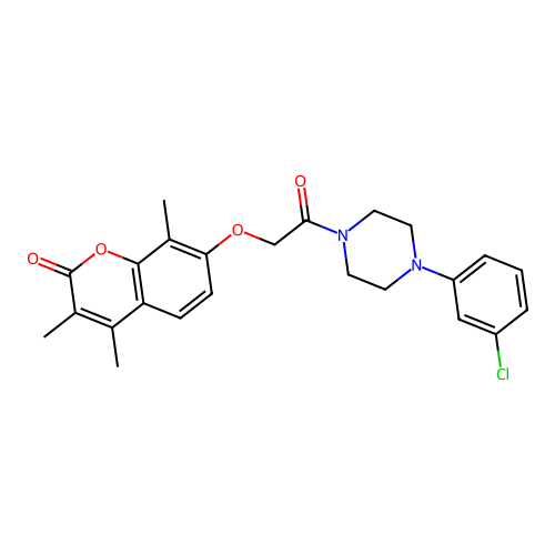 7-(2-(4-(3-chlorophenyl)piperazin-1-yl)-2-oxoethoxy)-3,4,8-trimethyl-2H-chromen-2-one structure