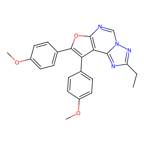 2-Ethyl-8,9-bis(4-methoxyphenyl)furo[3,2-e][1,2,4]triazolo[1,5-c]pyrimidine structure
