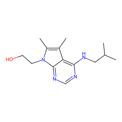 2-{5,6-dimethyl-4-[(2-methylpropyl)amino]-7H-pyrrolo[2,3-d]pyrimidin-7-yl}ethanol structure