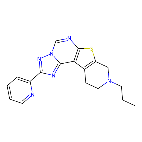 9-propyl-2-(pyridin-2-yl)-8,9,10,11-tetrahydropyrido[4',3':4,5]thieno[3,2-e][1,2,4]triazolo[1,5-c]pyrimidine structure
