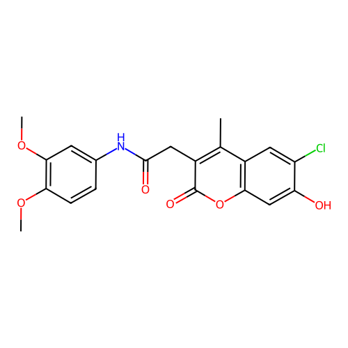 2-(6-chloro-7-hydroxy-4-methyl-2-oxo-2H-chromen-3-yl)-N-(3,4-dimethoxyphenyl)acetamide structure