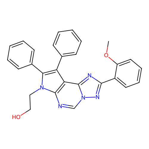 2-(2-(2-methoxyphenyl)-8,9-diphenyl-7H-pyrrolo[3,2-e][1,2,4]triazolo[1,5-c]pyrimidin-7-yl)ethanol structure
