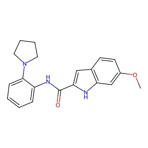 6-methoxy-N-(2-(pyrrolidin-1-yl)phenyl)-1H-indole-2-carboxamide structure