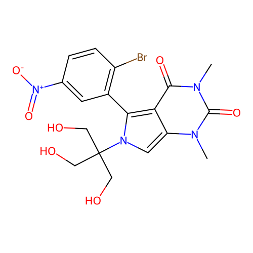 5-(2-bromo-5-nitrophenyl)-6-(1,3-dihydroxy-2-(hydroxymethyl)propan-2-yl)-1,3-dimethyl-1H-pyrrolo[3,4-d]pyrimidine-2,4(3H,6H)-dione structure