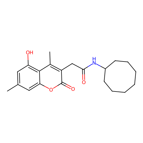 N-cyclooctyl-2-(5-hydroxy-4,7-dimethyl-2-oxo-2H-chromen-3-yl)acetamide structure