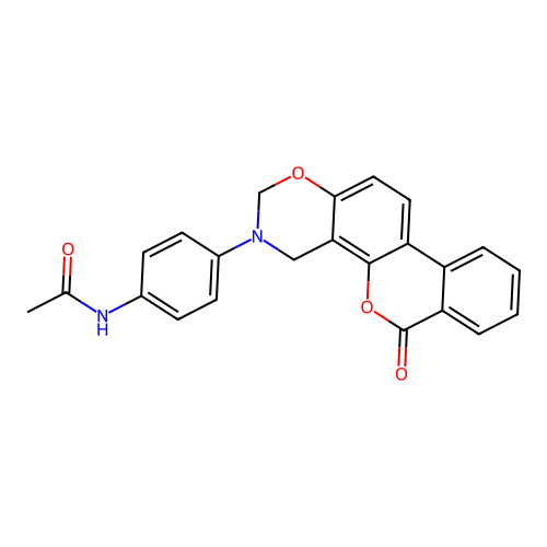 N-[4-(6-oxo-2,4-dihydroisochromeno[3,4-f][1,3]benzoxazin-3-yl)phenyl]acetamide structure