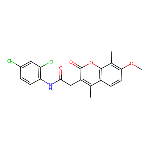 N-(2,4-dichlorophenyl)-2-(7-methoxy-4,8-dimethyl-2-oxo-2H-chromen-3-yl)acetamide structure