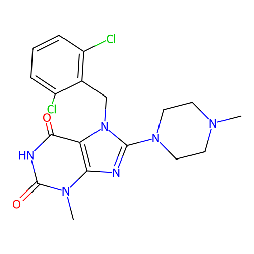 7-[(2,6-dichlorophenyl)methyl]-3-methyl-8-(4-methylpiperazin-1-yl)purine-2,6-dione structure