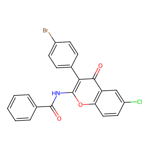 N-(3-(4-bromophenyl)-6-chloro-4-oxo-4H-chromen-2-yl)benzamide structure