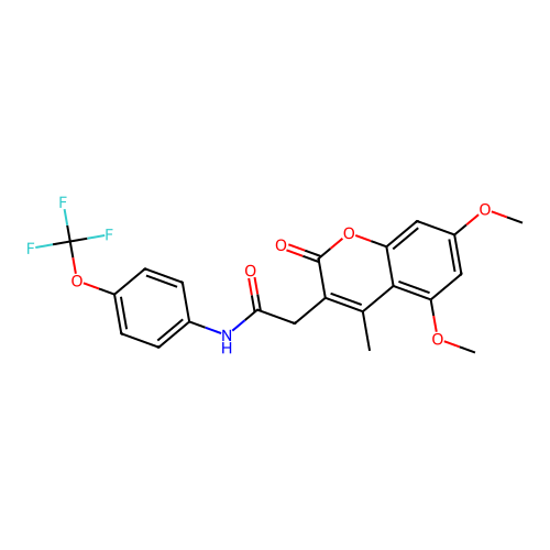2-(5,7-dimethoxy-4-methyl-2-oxo-2H-chromen-3-yl)-N-(4-(trifluoromethoxy)phenyl)acetamide structure