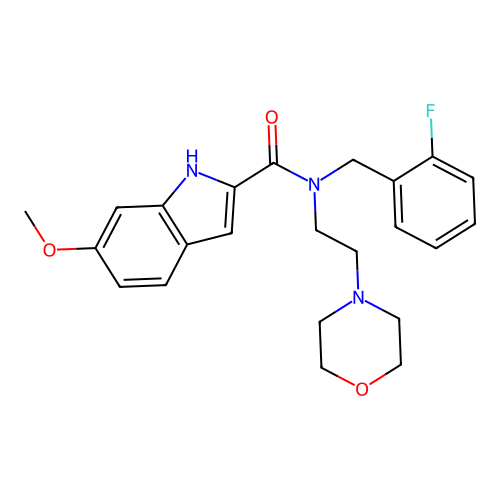N-(2-fluorobenzyl)-6-methoxy-N-[2-(morpholin-4-yl)ethyl]-1H-indole-2-carboxamide structure