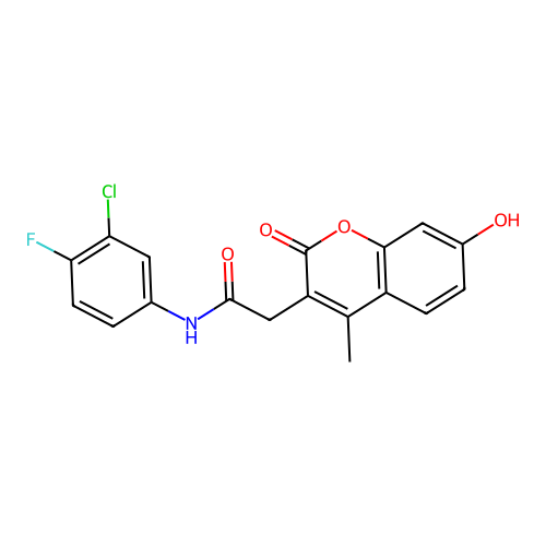 N-(3-chloro-4-fluorophenyl)-2-(7-hydroxy-4-methyl-2-oxo-2H-chromen-3-yl)acetamide structure