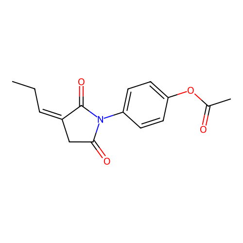 4-[(3Z)-2,5-dioxo-3-propylidenepyrrolidin-1-yl]phenyl acetate structure
