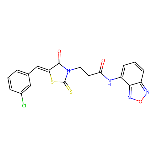 N-(2,1,3-benzoxadiazol-4-yl)-3-[(5Z)-5-(3-chlorobenzylidene)-4-oxo-2-thioxo-1,3-thiazolidin-3-yl]propanamide structure