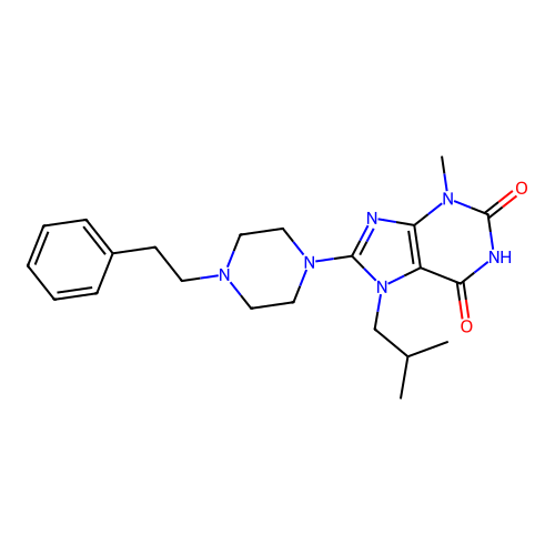 7-isobutyl-3-methyl-8-(4-phenethylpiperazin-1-yl)-1H-purine-2,6(3H,7H)-dione structure