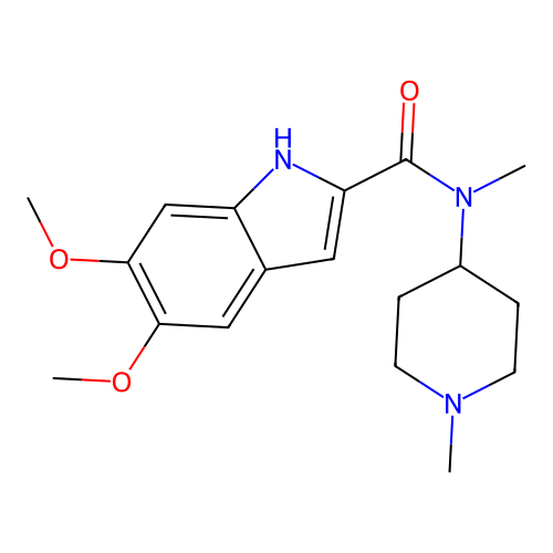 5,6-dimethoxy-N-methyl-N-(1-methylpiperidin-4-yl)-1H-indole-2-carboxamide structure
