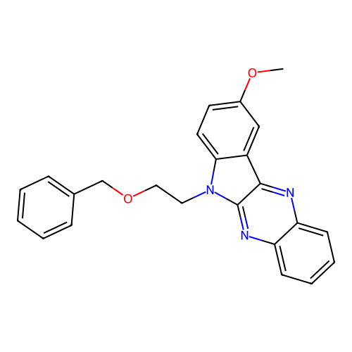 6-(2-(benzyloxy)ethyl)-9-methoxy-6H-indolo[2,3-b]quinoxaline structure