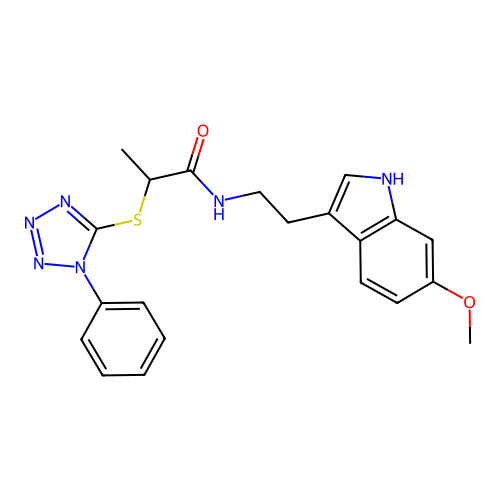 N-(2-(6-methoxy-1H-indol-3-yl)ethyl)-2-((1-phenyl-1H-tetrazol-5-yl)thio)propanamide structure