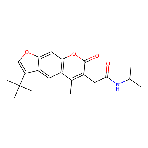 2-(3-(tert-butyl)-5-methyl-7-oxo-7H-furo[3,2-g]chromen-6-yl)-N-isopropylacetamide structure