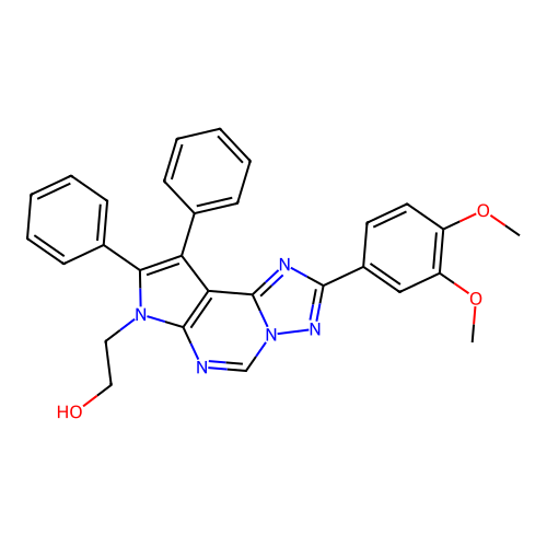 2-(2-(3,4-dimethoxyphenyl)-8,9-diphenyl-7H-pyrrolo[3,2-e][1,2,4]triazolo[1,5-c]pyrimidin-7-yl)ethanol structure